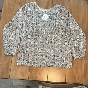 Kate Quinn Women’s Top Nairobi Pintuck Gathered M Medium Organic Cotton NWT